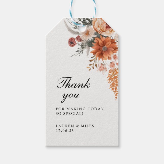 Boho Fall Thank You Favor Tag (Front)