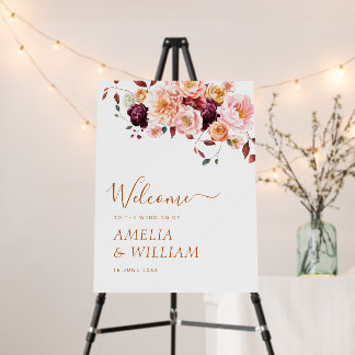 boho fall watercolor floral wedding sign