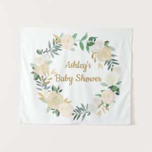 Boho Fall Wedding Backdrop Gold White Baby Shower