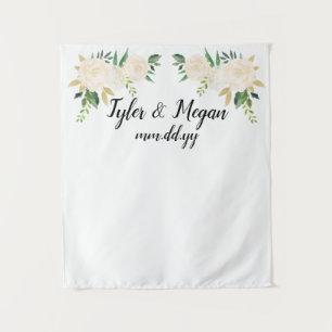 Boho Fall Wedding Backdrop, Gold White Wedding Dec