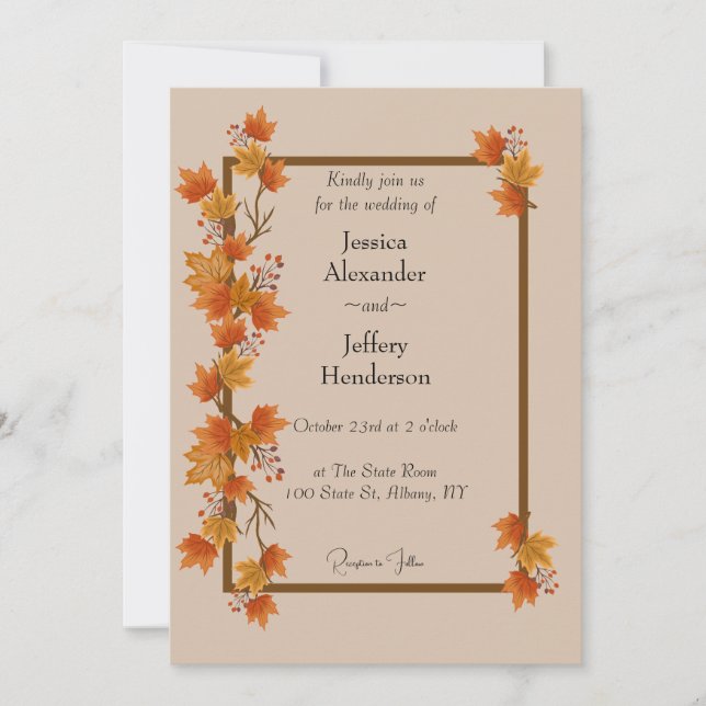 Boho Fall Wedding Invitation (Front)