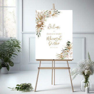 Boho Fall Wedding Rehearsal Dinner Welcome Foam Board