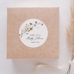 Boho Fall Wildflower Baby Shower Classic Round Sticker<br><div class="desc">Add a finishing touch to your baby shower decor with these elegant stickers,  featuring wildflowers in warm fall colors.</div>