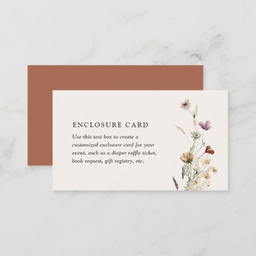 Boho Fall Wildflower Baby Shower Custom Enclosure Card