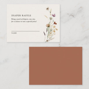 Boho Fall Wildflower Baby Shower Diaper Raffle Enclosure Card