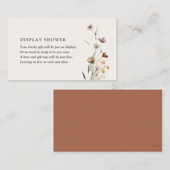 Boho Fall Wildflower Baby Shower Display Shower Enclosure Card (Front/Back)