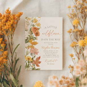 Boho Fall Wildflower Baby Shower Invitation