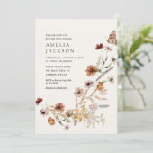 Boho Fall Wildflower Baby Shower Invitation (Standing Front)