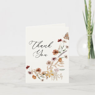 Boho Fall Wildflower Baby Shower Letterpress Thank You Card