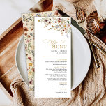Boho Fall Wildflower Backyard Wedding Menu Card<br><div class="desc">This elegant design features rustic vintage wildflowers that will delight any guest. The typography is beautifully crafted with a mix of classic and modern fonts,  making the text easy to read while also adding a touch of elegance and sophistication.</div>