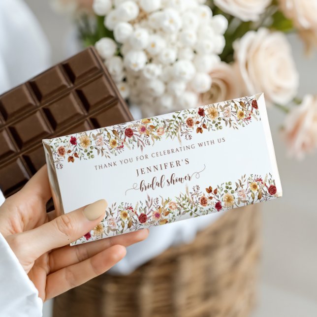 Boho Fall Wildflower Bridal Shower Chocolate Hershey Bar Favors (Creator Uploaded)