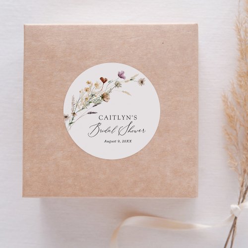 Boho Fall Wildflower Bridal Shower Classic Round Sticker