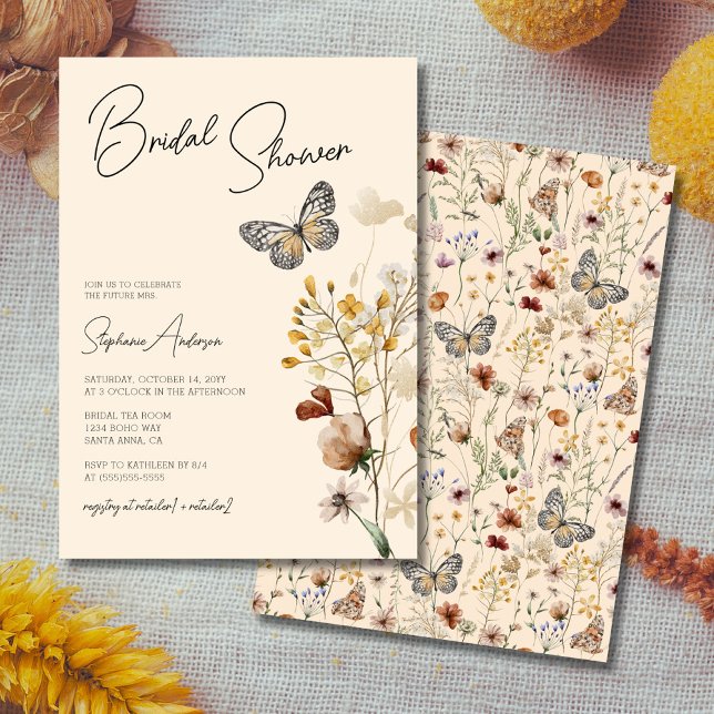 Boho Fall Wildflower Bridal Shower Invitation (Creator Uploaded)