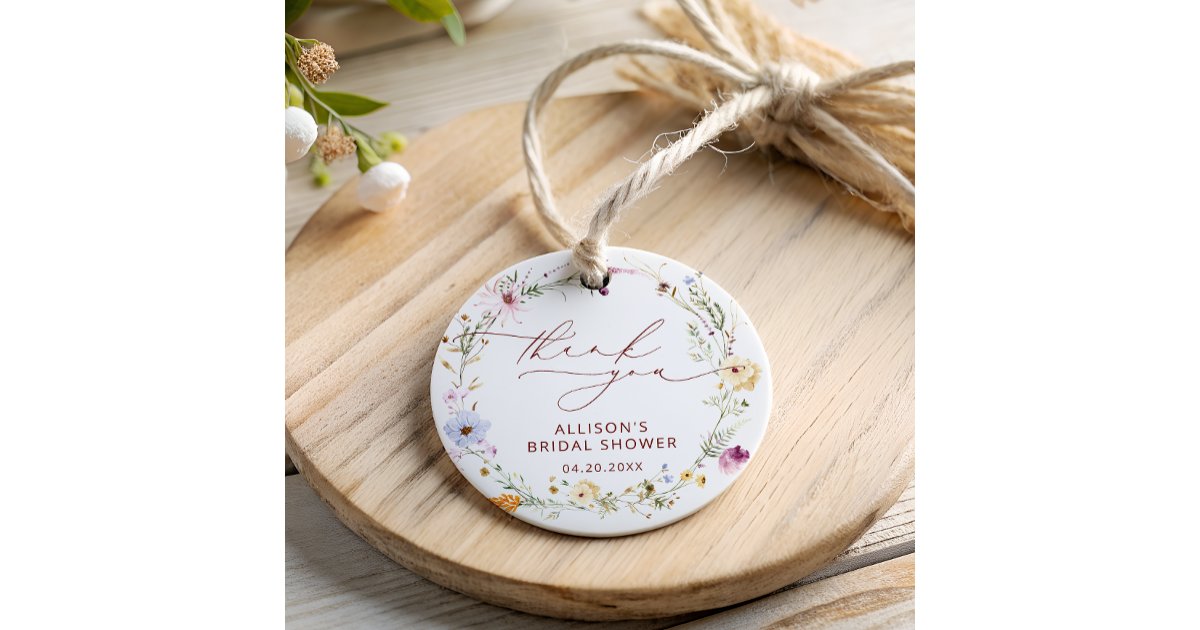Boho Fall Wildflower Bridal Shower Thank You Favor Tags | Zazzle