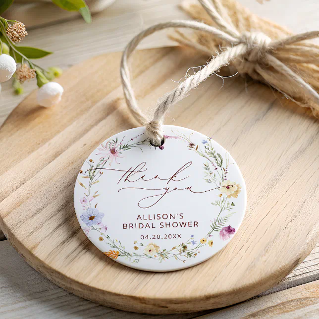 Boho Fall Wildflower Bridal Shower Thank You Favor Tags | Zazzle