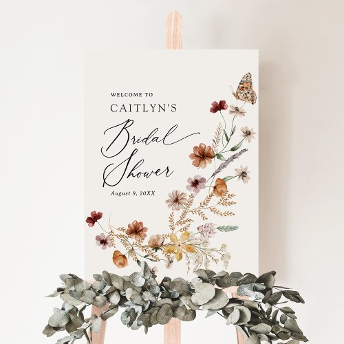 Boho Fall Wildflower Bridal Shower Welcome Sign