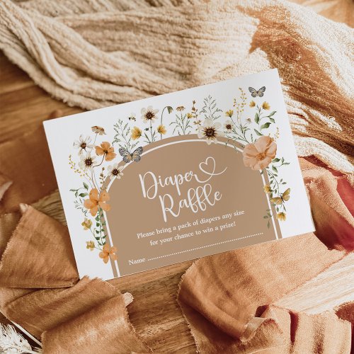 Boho Fall Wildflower Diaper Raffle Baby Shower Enclosure Card