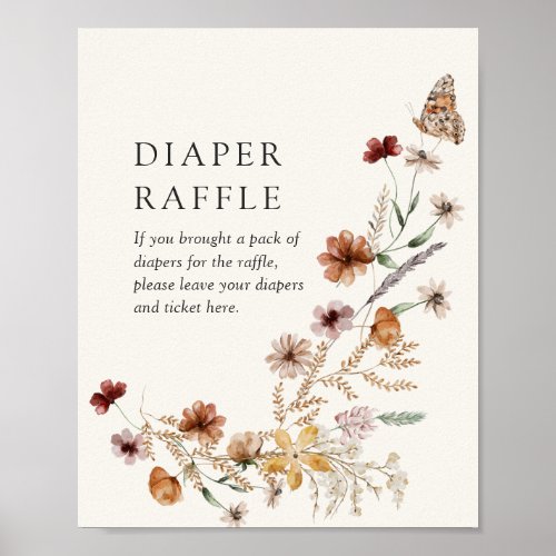 Boho Fall Wildflower Diaper Raffle Sign