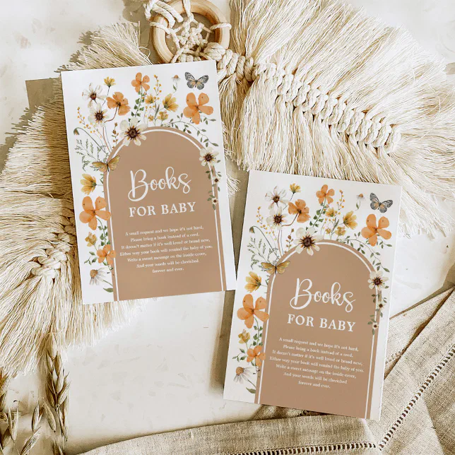 Boho Fall Wildflower Meadow Books for Baby Enclosure Card Zazzle