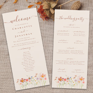 Boho Fall Wildflower Meadow Wedding Ceremony Menu