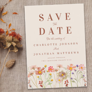 Boho Fall Wildflower Meadow Wedding Save The Date