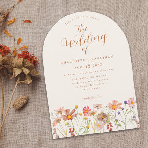 Boho Fall Wildflower Terracotta Wedding Invitation