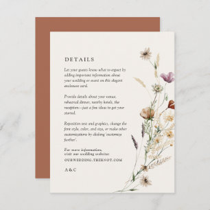 Boho Fall Wildflower Wedding Details Enclosure Card