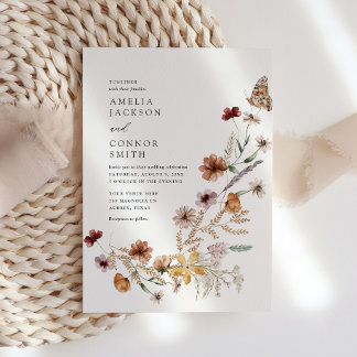 Boho Fall Wildflower Wedding Invitation