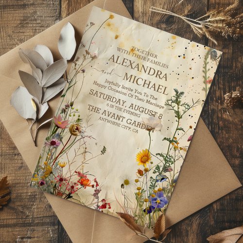 Boho Fall Wildflower Wedding Invitation