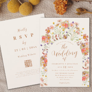 Boho Fall Wildflower Wedding Invitation