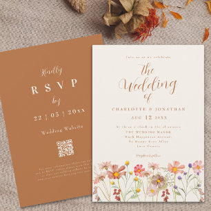 Boho Fall Wildflower Wedding Invitation