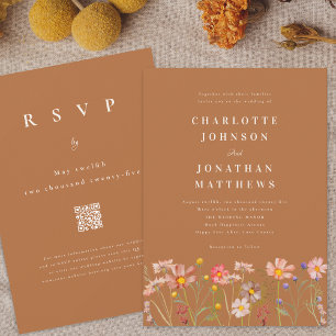 Boho Fall Wildflower Wedding Invitation