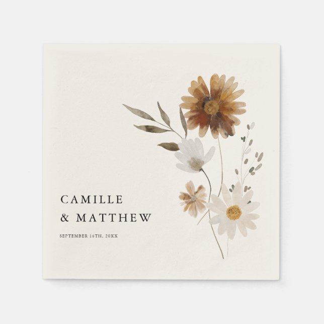 Boho Fall Wildflower Wedding Napkins (Front)