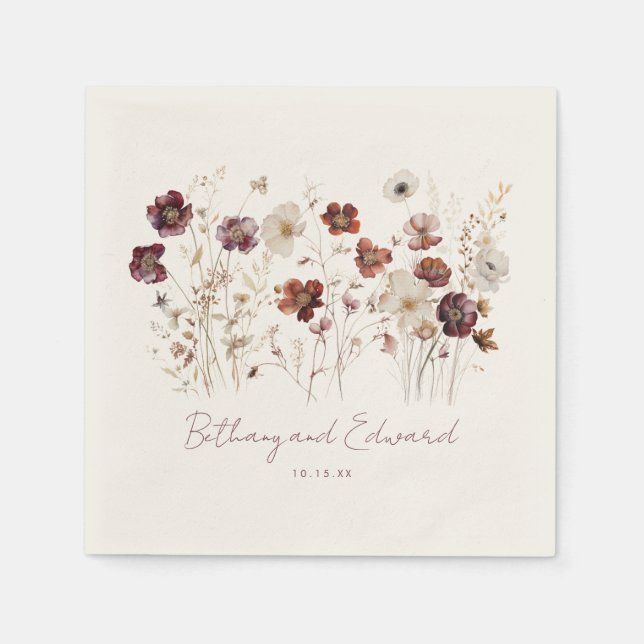 Boho Fall Wildflower Wedding Napkins (Front)