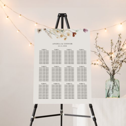 Boho Fall Wildflower Wedding Seating Chart Foam Board