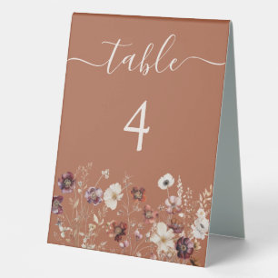 Boho Fall Wildflower Wedding Table Number Tent