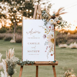 Boho Fall Wildflower Wedding Welcome Sign