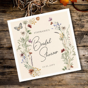 Boho Fall Wildflowers Bridal Shower Napkins