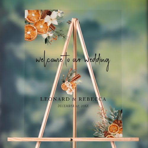 Boho fall winter Floral Wedding Acrylic Sign