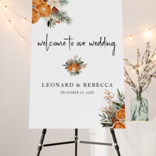 Boho fall winter Floral Wedding Welcome sign