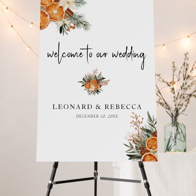 Boho fall winter Floral Wedding Welcome sign (In Situ (Stand))