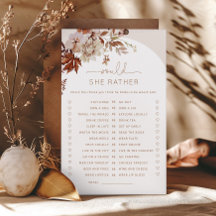 Boho fall Would she rather bridal shower game