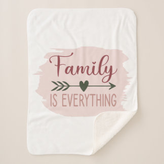 Boho Family is Everything Dusty Pink Brush Stroke Sherpa Blanket