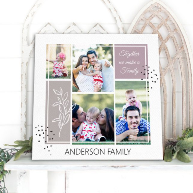 Boho FAMILY Photo Collage Script Modern Quote Canvas Print (Creator Uploaded)
