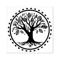 Boho Family Tree Feathers Genealogy Rubber Stamp