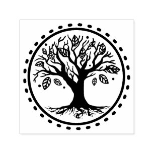 Boho Family Tree Feathers Genealogy Self-inking Stamp