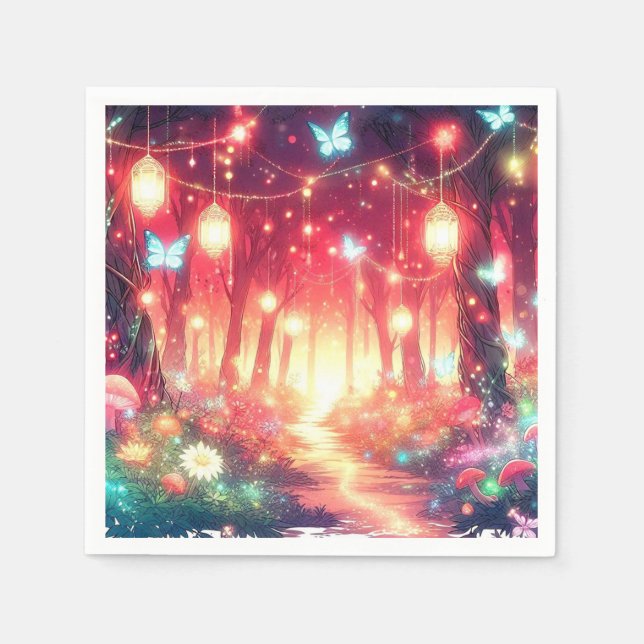 Boho Fantasy Enchanted Forest Baby Shower Napkins (Front)