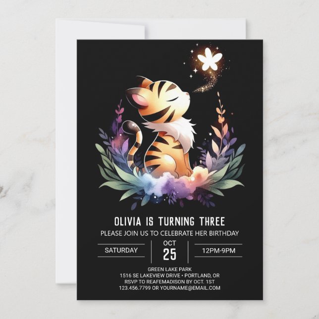 Boho Fantasy Tiger Birthday Invitation (Front)