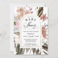 Boho Fantasy Watercolor Floral Baby Shower Invitation