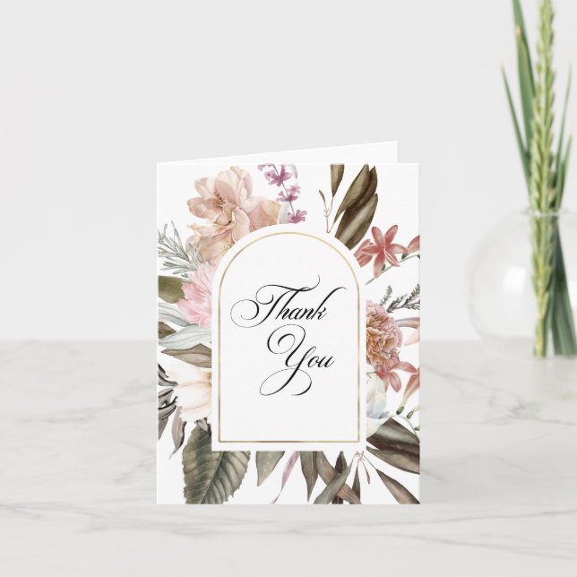 Boho Fantasy Watercolor Floral Thank You Card (Front)
